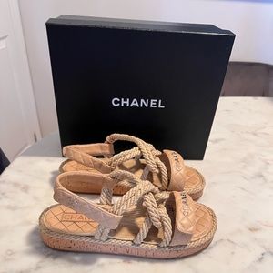 Chanel Rope Lambskin Quilted Logo Sandals size 40